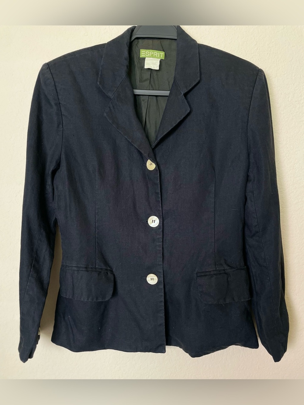 Vintage Esprit 100% Linen Tailored Blazer | Navy | Size Small